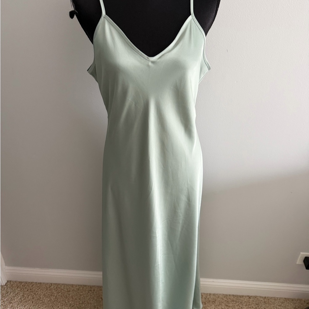 Birdy Grey Women’s Alice Matte Sage Spaghetti Straps Slip Maxi Dress L - Picture 4 of 14
